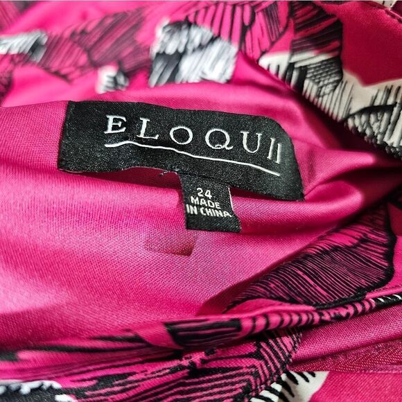 ELOQUII Pink Floral Ruched Long Sleeve Bodycon Dress - Size 24 - Picture 5 of 6
